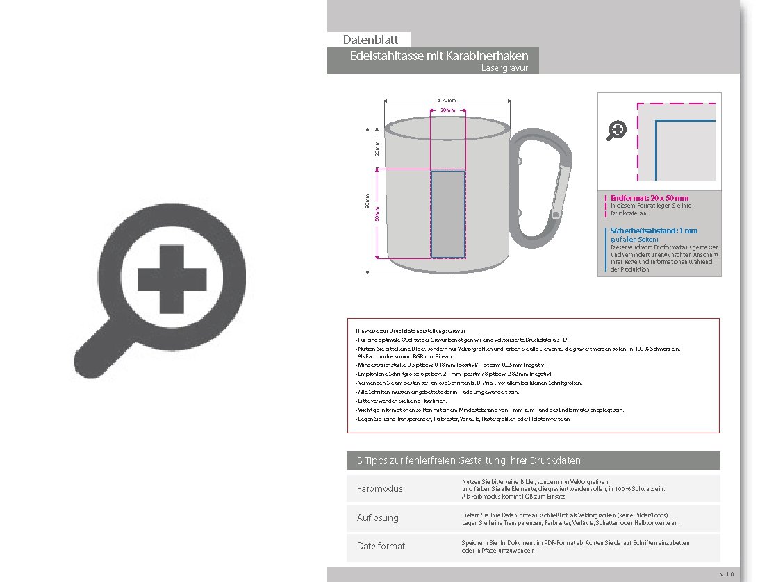 Product Bild edelstahltasse_klassik_mit_karabinerhaken_220_ml_mit_einseitiger_lasergravur